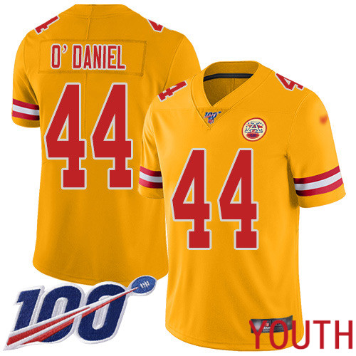 Youth Kansas City Chiefs #44 ODaniel Dorian Limited Gold Inverted Legend 100th Season Nike NFL Jersey->youth nfl jersey->Youth Jersey